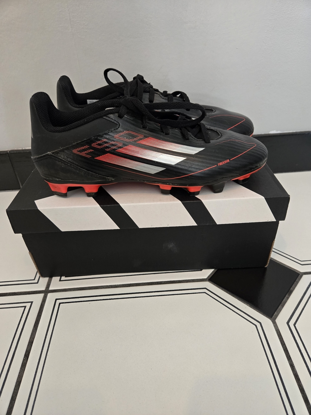 Adidas Big Kids' Black and Red Soccer Cleats